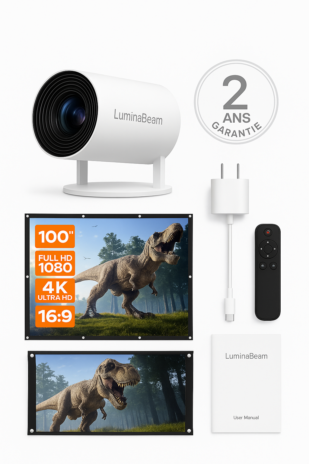 LuminaBeam HY300 PRO – Mini Projecteur 1080p Full HD